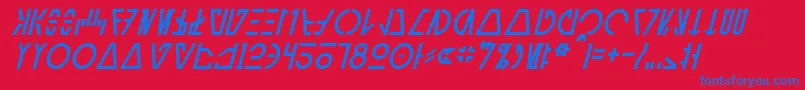 フォントAurebeshCantinaItalic – 赤い背景に青い文字