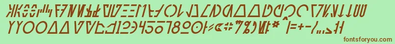 AurebeshCantinaItalic-fontti – ruskeat fontit vihreällä taustalla