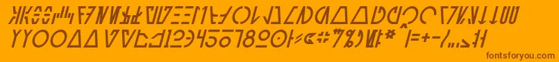 フォントAurebeshCantinaItalic – オレンジの背景に茶色のフォント
