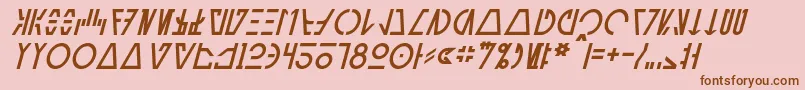 Fonte AurebeshCantinaItalic – fontes marrons em um fundo rosa