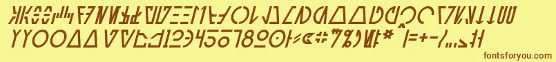 AurebeshCantinaItalic-fontti – ruskeat fontit keltaisella taustalla