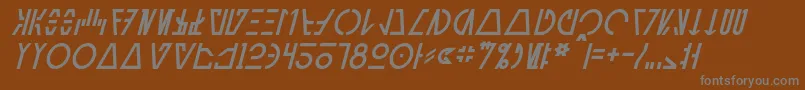 AurebeshCantinaItalic-fontti – harmaat kirjasimet ruskealla taustalla