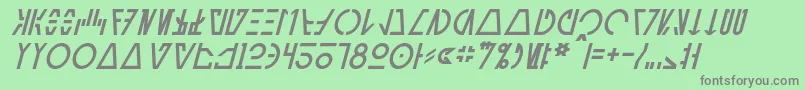 フォントAurebeshCantinaItalic – 緑の背景に灰色の文字
