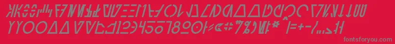AurebeshCantinaItalic-Schriftart – Graue Schriften auf rotem Hintergrund