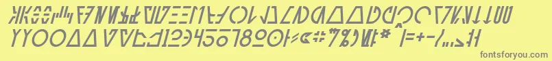 フォントAurebeshCantinaItalic – 黄色の背景に灰色の文字