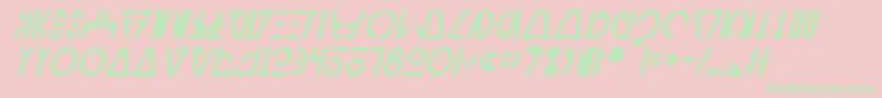 AurebeshCantinaItalic-fontti – vihreät fontit vaaleanpunaisella taustalla