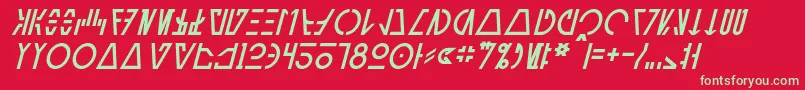 フォントAurebeshCantinaItalic – 赤い背景に緑の文字