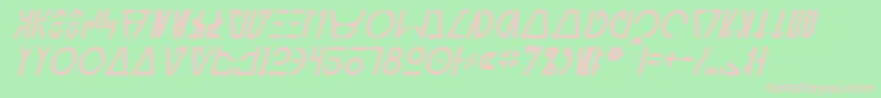 フォントAurebeshCantinaItalic – 緑の背景にピンクのフォント