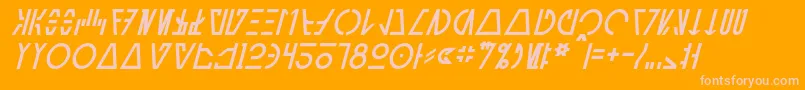 AurebeshCantinaItalic-fontti – vaaleanpunaiset fontit oranssilla taustalla