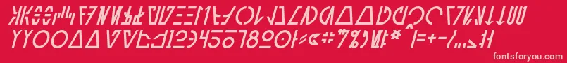 AurebeshCantinaItalic-Schriftart – Rosa Schriften auf rotem Hintergrund
