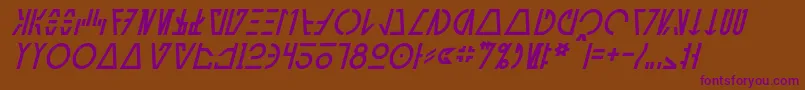 AurebeshCantinaItalic-fontti – violetit fontit ruskealla taustalla