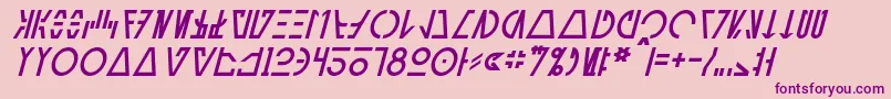 フォントAurebeshCantinaItalic – ピンクの背景に紫のフォント
