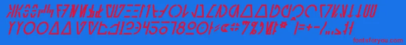 フォントAurebeshCantinaItalic – 赤い文字の青い背景