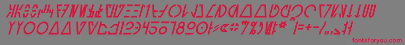 AurebeshCantinaItalic-fontti – punaiset fontit harmaalla taustalla