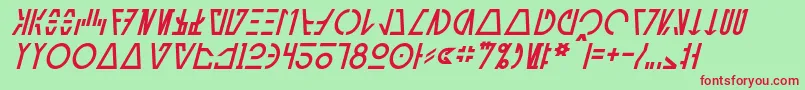 AurebeshCantinaItalic Font – Red Fonts on Green Background
