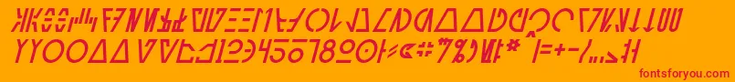 AurebeshCantinaItalic Font – Red Fonts on Orange Background