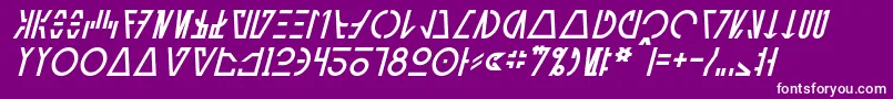 AurebeshCantinaItalic-fontti – valkoiset fontit violetilla taustalla