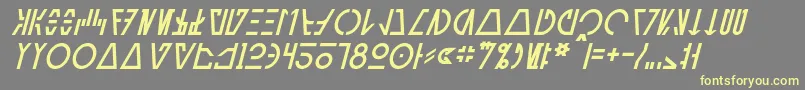 AurebeshCantinaItalic-Schriftart – Gelbe Schriften auf grauem Hintergrund