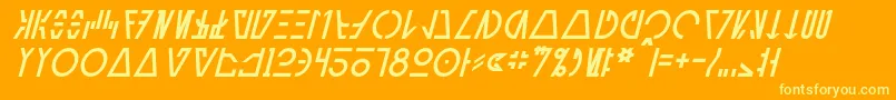 AurebeshCantinaItalic Font – Yellow Fonts on Orange Background