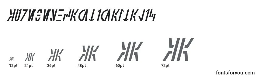 Размеры шрифта AurebeshCantinaItalic