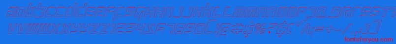 ProkofievOutlineItalic-Schriftart – Rote Schriften auf blauem Hintergrund