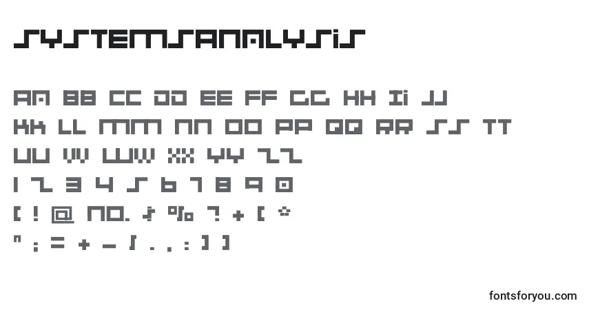 Schriftart SystemsAnalysis – Alphabet, Zahlen, spezielle Symbole