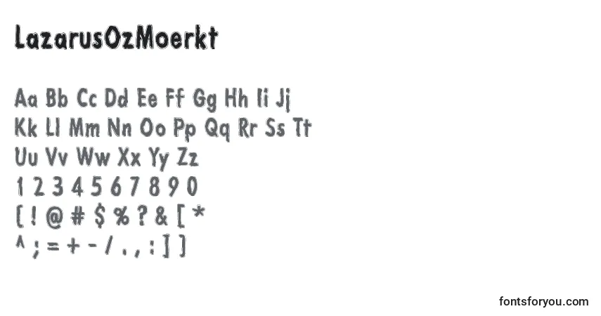 A fonte LazarusOzMoerkt – alfabeto, números, caracteres especiais