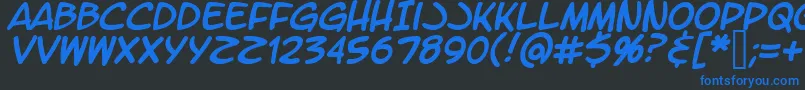 フォントLtromaticItalic – 黒い背景に青い文字