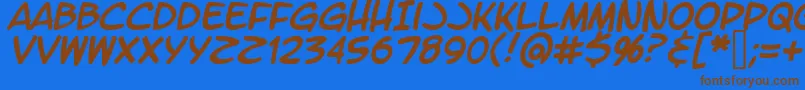 フォントLtromaticItalic – 茶色の文字が青い背景にあります。