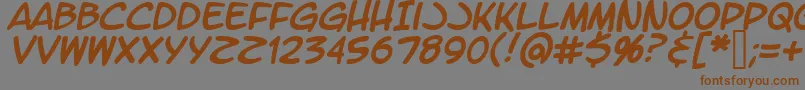 フォントLtromaticItalic – 茶色の文字が灰色の背景にあります。