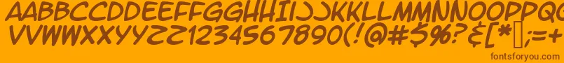 LtromaticItalic-fontti – ruskeat fontit oranssilla taustalla