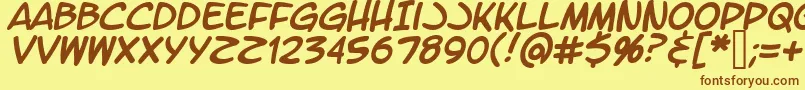 LtromaticItalic-fontti – ruskeat fontit keltaisella taustalla