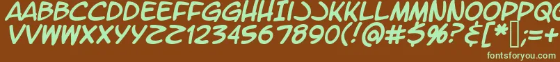 LtromaticItalic-fontti – vihreät fontit ruskealla taustalla