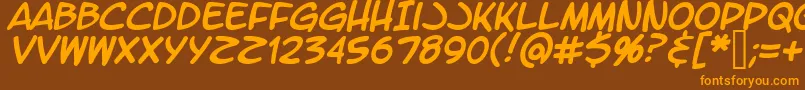 LtromaticItalic-fontti – oranssit fontit ruskealla taustalla