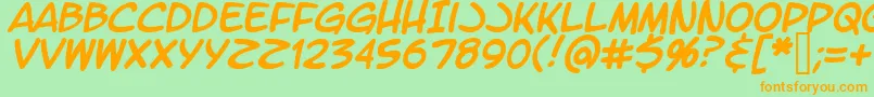 Police LtromaticItalic – polices orange sur fond vert