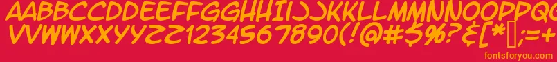 フォントLtromaticItalic – 赤い背景にオレンジの文字