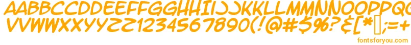 LtromaticItalic-fontti – oranssit fontit valkoisella taustalla