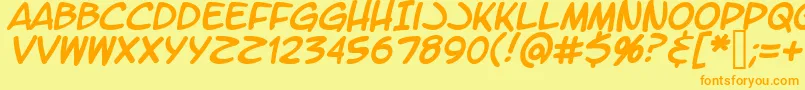 LtromaticItalic-fontti – oranssit fontit keltaisella taustalla