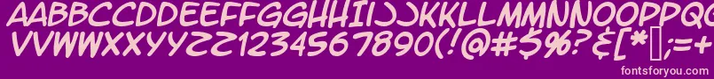 フォントLtromaticItalic – 紫の背景にピンクのフォント
