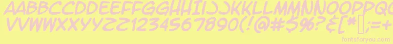 フォントLtromaticItalic – ピンクのフォント、黄色の背景