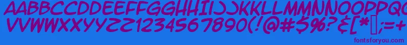 Police LtromaticItalic – polices violettes sur fond bleu