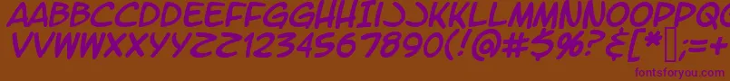 LtromaticItalic-fontti – violetit fontit ruskealla taustalla