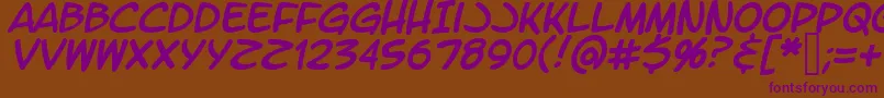 Fonte LtromaticItalic – fontes roxas em um fundo marrom