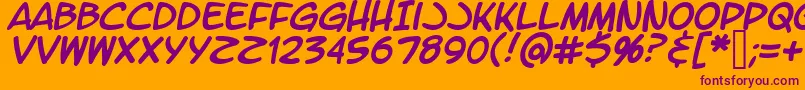 LtromaticItalic-fontti – violetit fontit oranssilla taustalla