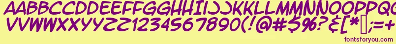 フォントLtromaticItalic – 紫色のフォント、黄色の背景