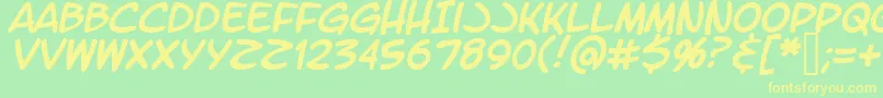 LtromaticItalic-fontti – keltaiset fontit vihreällä taustalla