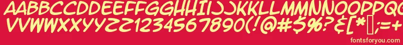 LtromaticItalic-fontti – keltaiset fontit punaisella taustalla