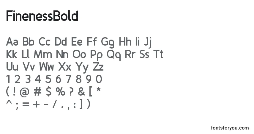 A fonte FinenessBold – alfabeto, números, caracteres especiais