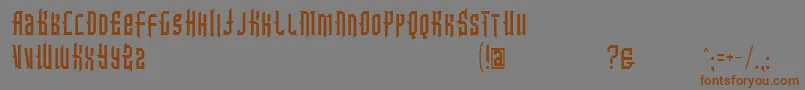 フォントIntotheblue – 茶色の文字が灰色の背景にあります。