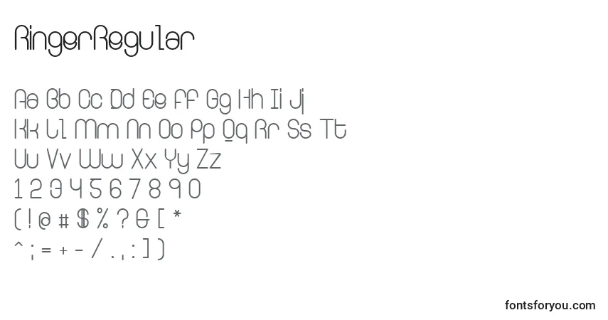 Schriftart RingerRegular – Alphabet, Zahlen, spezielle Symbole